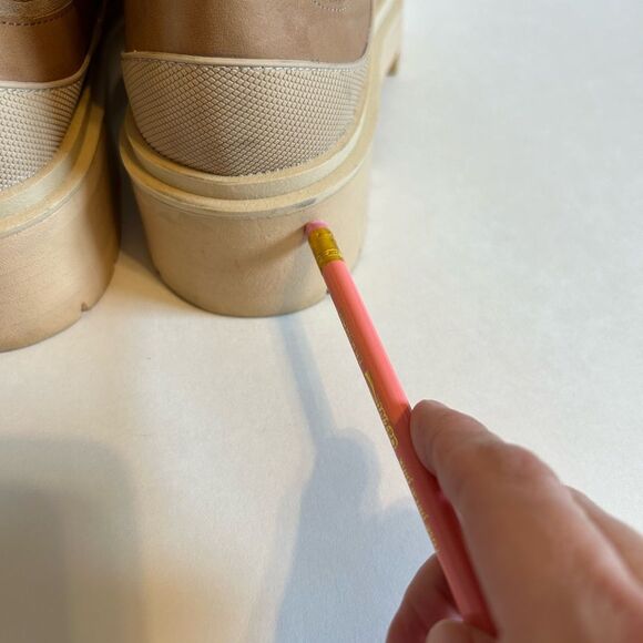 Sam Edelman Lulia Lug Chelsea Boot 9 Sesame Leather Suede Platform Combat - Picture 10 of 15